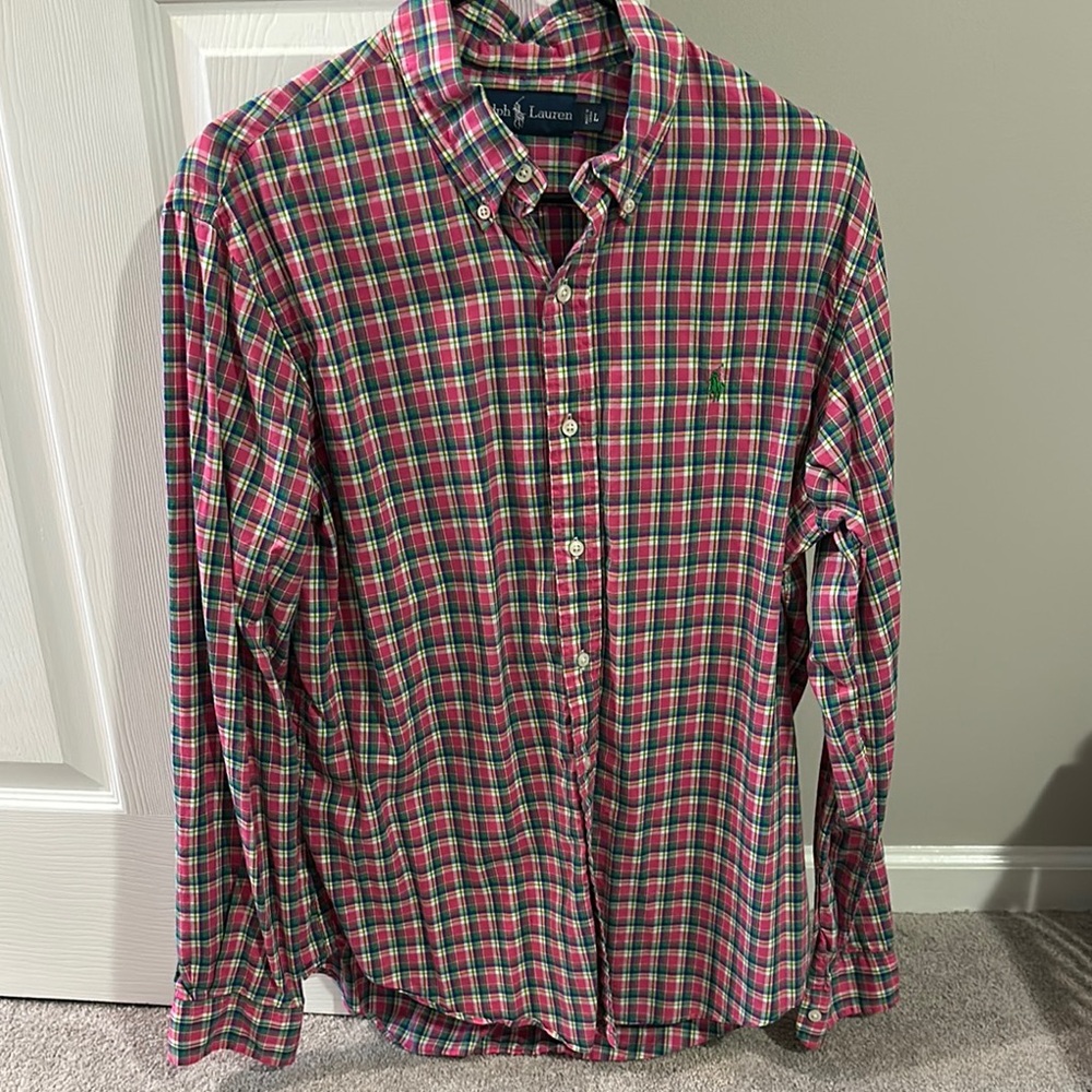 Polo Ralph Lauren Men's Pink and green Plaid Shirt